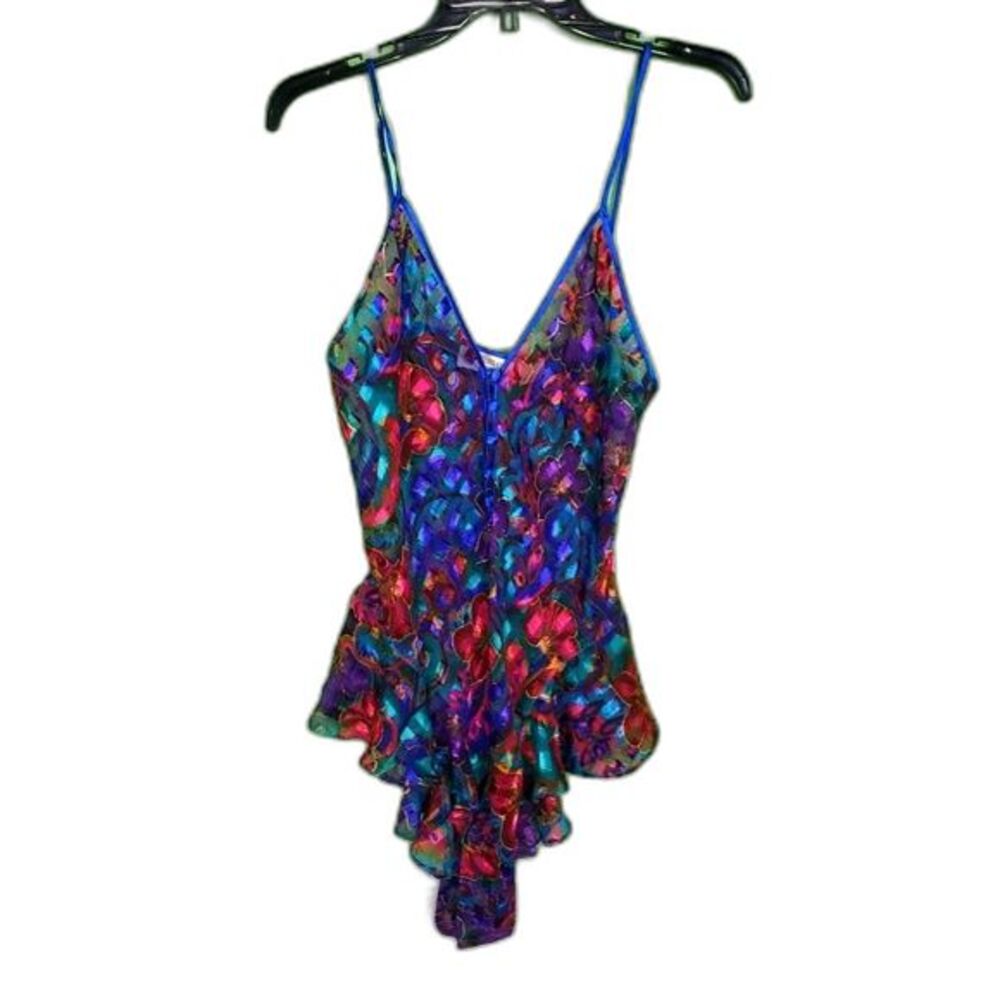 Vintage Women's Y2K Gold Label Victoria Secrets Floral Diamond Playsuit Size Med